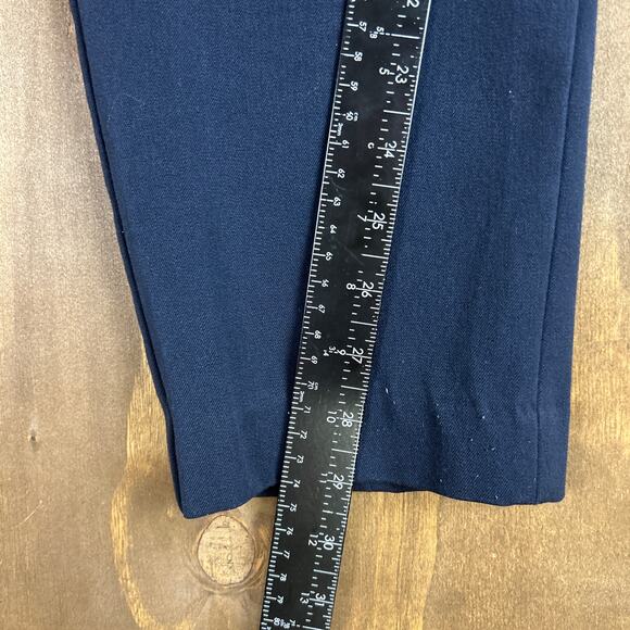 Express Womens Pants Blue Black Columnist Ankle Mid Rise Career Stretch 10 Long - Picture 10 of 13